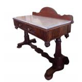 DR -Antique 19th Century Victorian Mahogany Marble Top Console Table  / Writing Table
