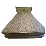 LLB - Vintage Wooden Neoclassical-Style Antique Queen Bed Headboard and Footboard with Rails