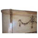 LLB - Vintage Wooden Neoclassical-Style Antique Queen Bed Headboard and Footboard with Rails