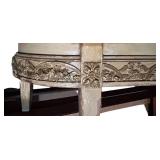 LLB - Vintage Wooden Neoclassical-Style Antique Queen Bed Headboard and Footboard with Rails
