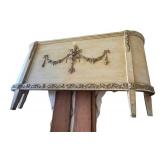 LLB - Vintage Wooden Neoclassical-Style Antique Queen Bed Headboard and Footboard with Rails