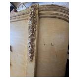 LLB - Vintage Wooden Neoclassical-Style Antique Queen Bed Headboard and Footboard with Rails