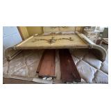 LLB - Vintage Wooden Neoclassical-Style Antique Queen Bed Headboard and Footboard with Rails