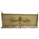 LLB - Vintage Wooden Neoclassical-Style Antique Queen Bed Headboard and Footboard with Rails
