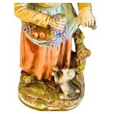 MB - Vintage 15 in Ceramic Figurine - Woman in Shawl with Grapes Basket