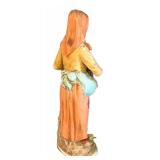 MB - Vintage 15 in Ceramic Figurine - Woman in Shawl with Grapes Basket