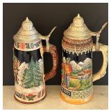 MB - Schmidt Design Limited Edition Christmas 1972 German Bavarian Flip Top Beer Stein Pair