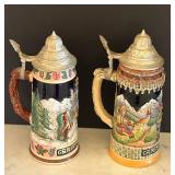 MB - Schmidt Design Limited Edition Christmas 1972 German Bavarian Flip Top Beer Stein Pair