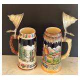 MB - Schmidt Design Limited Edition Christmas 1972 German Bavarian Flip Top Beer Stein Pair