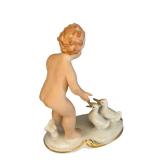 MB - Vintage Gerold Porzellan Bavaria Child with Ducks Figurine