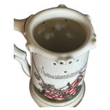 MB - Antique German Porcelian Puzzle Beer Stein, Porcelain Trick Stein with Holes
