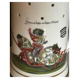 MB - Antique German Porcelian Puzzle Beer Stein, Porcelain Trick Stein with Holes