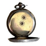 MB - Pocket Watch - 1.5 in Diameter, Roman Numeral Dial, Engraved Case