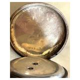 MB - Pocket Watch - 1.5 in Diameter, Roman Numeral Dial, Engraved Case