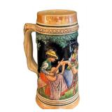MB - Stein Pair - West German Hand Painted -  Scenic Figures