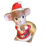 K - Santa Mouse Ceramic Figurines - 3 Pieces - 4 Inches Tall - Christmas Decor