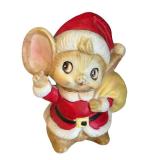 K - Santa Mouse Ceramic Figurines - 3 Pieces - 4 Inches Tall - Christmas Decor
