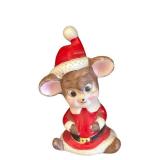 K - Santa Mouse Ceramic Figurines - 3 Pieces - 4 Inches Tall - Christmas Decor