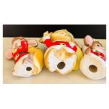 K - Santa Mouse Ceramic Figurines - 3 Pieces - 4 Inches Tall - Christmas Decor