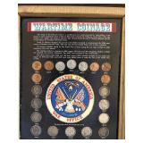 MB - Wartime Coinage Framed Display with 1942-1945 US Coins & 1967 Blue Book Handbook