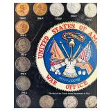 MB - Wartime Coinage Framed Display with 1942-1945 US Coins & 1967 Blue Book Handbook