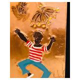 MB - Vintage Brazil Copper Wall Plaque - Child with Umbrella