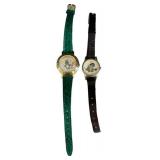 K - Image Watches Novelty Christmas Watches - Cartoon Dials, Green Croc Strap, Brown Strap