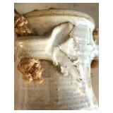 MB - 8 in Tall Ceramic Vase with Rope Handles - Rustic Decor Piece