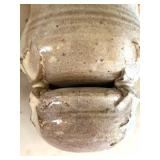 MB - 8 in Tall Ceramic Vase with Rope Handles - Rustic Decor Piece