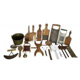 K - Vintage Kitchen Utensil Collection with 14 Inch Cutting Board Included