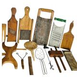 K - Vintage Kitchen Utensil Collection with 14 Inch Cutting Board Included