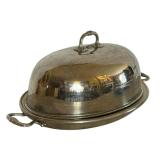 K - Vintage Silver Plated Serving Dish with Dome Lid - 16 in Diameter