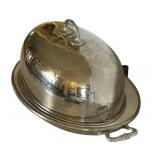 K - Vintage Silver Plated Serving Dish with Dome Lid - 16 in Diameter