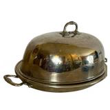 K - Vintage Silver Plated Serving Dish with Dome Lid - 16 in Diameter