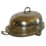K - Vintage Silver Plated Serving Dish with Dome Lid - 16 in Diameter