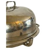 K - Vintage Silver Plated Serving Dish with Dome Lid - 16 in Diameter