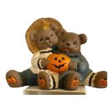 K - Handpainted Bear Figurine Set - Halloween Harvest Theme
