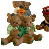 K - Handpainted Bear Figurine Set - Halloween Harvest Theme