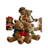 K - Handpainted Bear Figurine Set - Halloween Harvest Theme