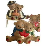K - Handpainted Bear Figurine Set - Halloween Harvest Theme