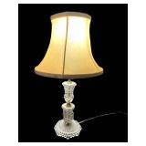 LL - Crystal Glass Accent Table Lamps (Lot of 2) - 17-Inch Tall with Beaded Stems