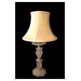 LL - Crystal Glass Accent Table Lamps (Lot of 2) - 17-Inch Tall with Beaded Stems