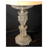 LL - Crystal Glass Accent Table Lamps (Lot of 2) - 17-Inch Tall with Beaded Stems