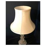 LL - Crystal Glass Accent Table Lamps (Lot of 2) - 17-Inch Tall with Beaded Stems