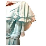 LL - Vintage Flutter-Sleeve Maxi Dress with Layered Ruffle Overlay - Unlabeled Size, Waist 13 Inches