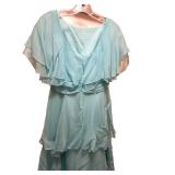 LL - Vintage Flutter-Sleeve Maxi Dress with Layered Ruffle Overlay - Unlabeled Size, Waist 13 Inches