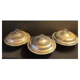 LL - Silver Plated 16 Inch Oval Platter with 3 Lidded Tureens & Casserole Holder