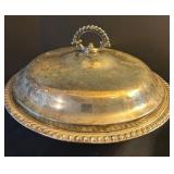 LL - Silver Plated 16 Inch Oval Platter with 3 Lidded Tureens & Casserole Holder