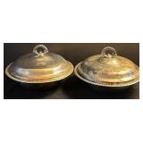 LL - Silver Plated 16 Inch Oval Platter with 3 Lidded Tureens & Casserole Holder