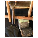 LL - Mosler Junior Safe with Assorted Vintage Tin Items on Wood Wagon